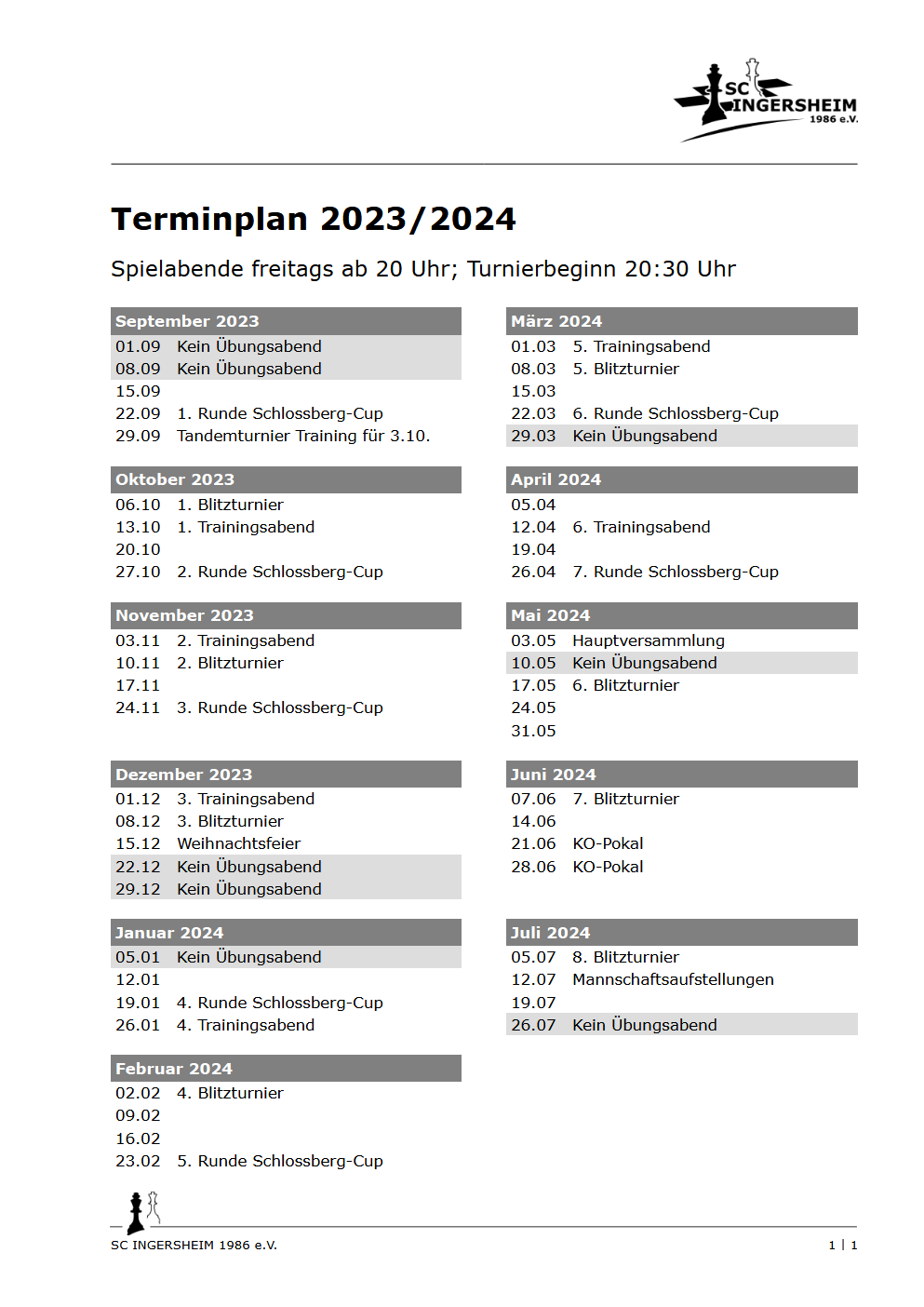 Terminplan 2023/24